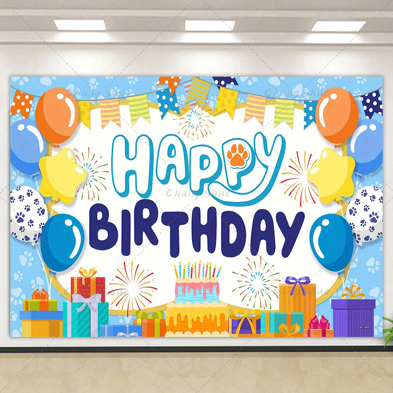 Boldog születésnapi parti háttér dekoráció tortával, virágokkal, léggömbökkel, pillangós háttér bannerrel a fotófülke kellékeihez