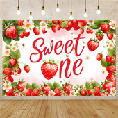 Φράουλα με θέμα Γλυκό ένα πάρτι γενεθλίων σκηνικό Baby shower Φρούτα νεογέννητο φόντο φωτογραφία