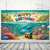 Αναλώσιμα πάρτι γενεθλίων με σκηνικό για πάρτι γενεθλίων με θέμα δελφίνι με γελοιογραφία, Baby Shower Under The Sea, Θέμα Ωκεανό, Προμήθειες για πάρτι γενεθλίων