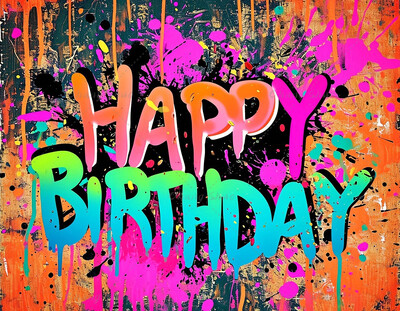 Színes graffiti olajfestmény festék fröccsenő háttér kendő Boldog születésnapi parti elrendezése lövöldözős kellékek babazuhany dekoráció tilalma