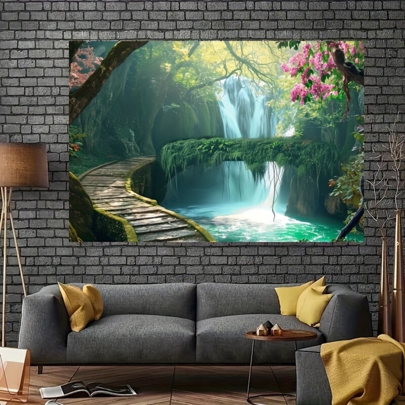 Zaļā meža ainavas fons Fotogrāfija Fons Ballīšu reklāmkarogs Ballīšu piederumi Ballīšu dekorēšanas dzimšanas dienas reklāmkarogs