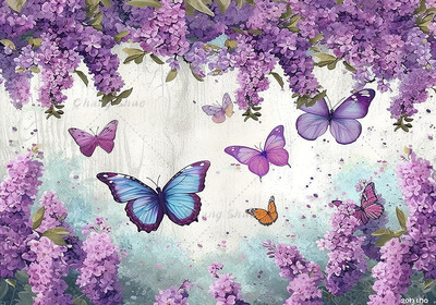 Σκηνή γάμου Λουλούδια πεταλούδας Νυφικό ντους Διακόσμηση πάρτι γενεθλίων Φωτογραφικό περίπτερο φόντο Νεογέννητο ντους πανό