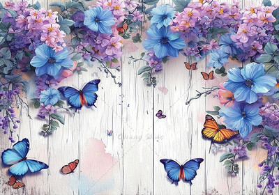 Σκηνή γάμου Λουλούδια πεταλούδας Νυφικό ντους Διακόσμηση πάρτι γενεθλίων Φωτογραφικό περίπτερο φόντο Νεογέννητο ντους πανό