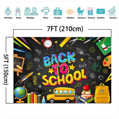 Nagy poliészter Vissza az iskolába üdvözlőtábla - tartós, vízálló és könnyen felakasztható fotófülke-támasz