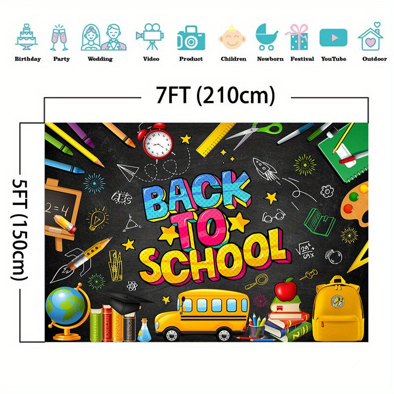 Nagy poliészter Vissza az iskolába üdvözlőtábla - tartós, vízálló és könnyen felakasztható fotófülke-támasz