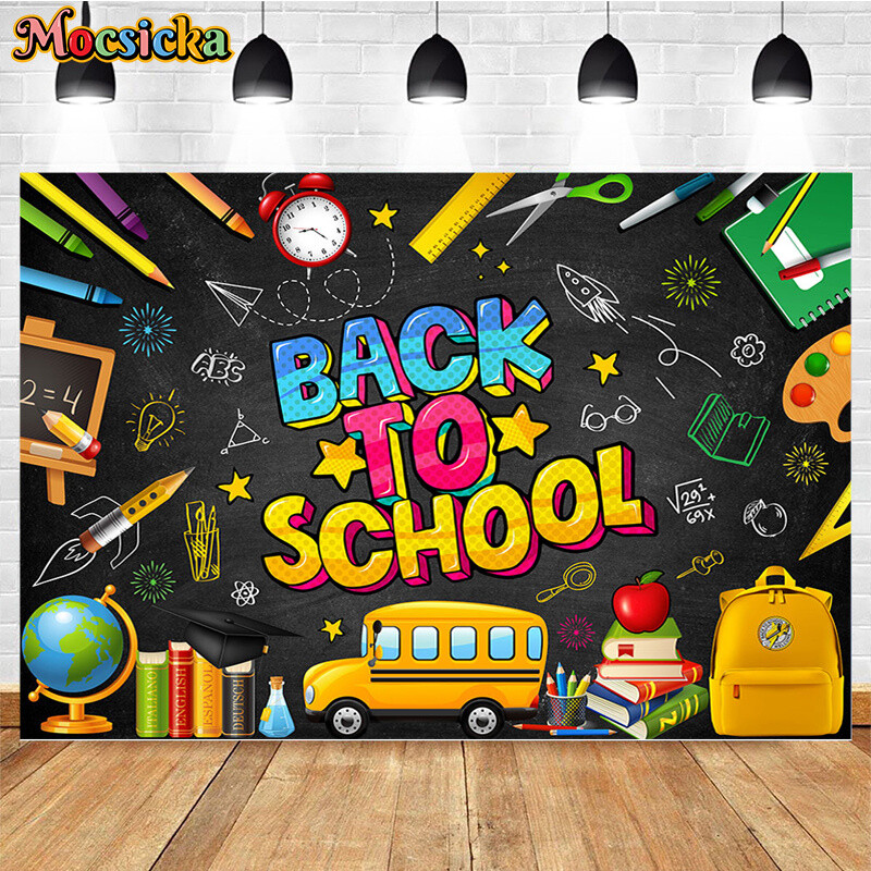 Nagy poliészter Vissza az iskolába üdvözlőtábla - tartós, vízálló és könnyen felakasztható fotófülke-támasz