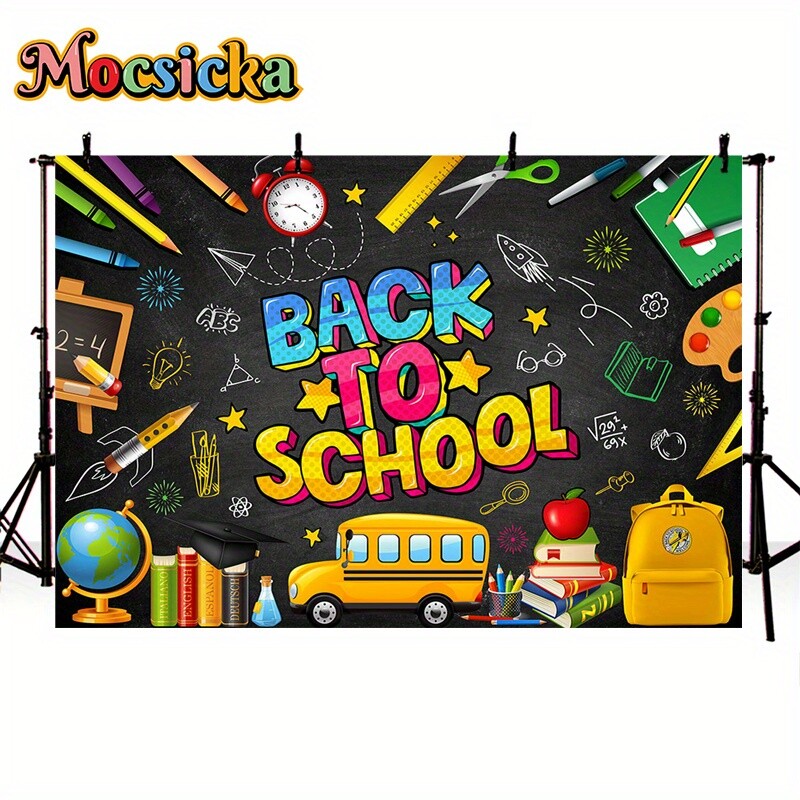 Nagy poliészter Vissza az iskolába üdvözlőtábla - tartós, vízálló és könnyen felakasztható fotófülke-támasz