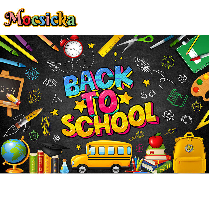 Nagy poliészter Vissza az iskolába üdvözlőtábla - tartós, vízálló és könnyen felakasztható fotófülke-támasz