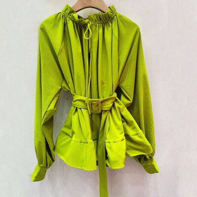 XFPV Γυναικείο μακρυμάνικο πουκάμισο με κορδόνι με κορδόνια με βολάν Μπλούζες Trend Y2k Sweet Korea Άνοιξη Φθινόπωρο 2023 SM7985