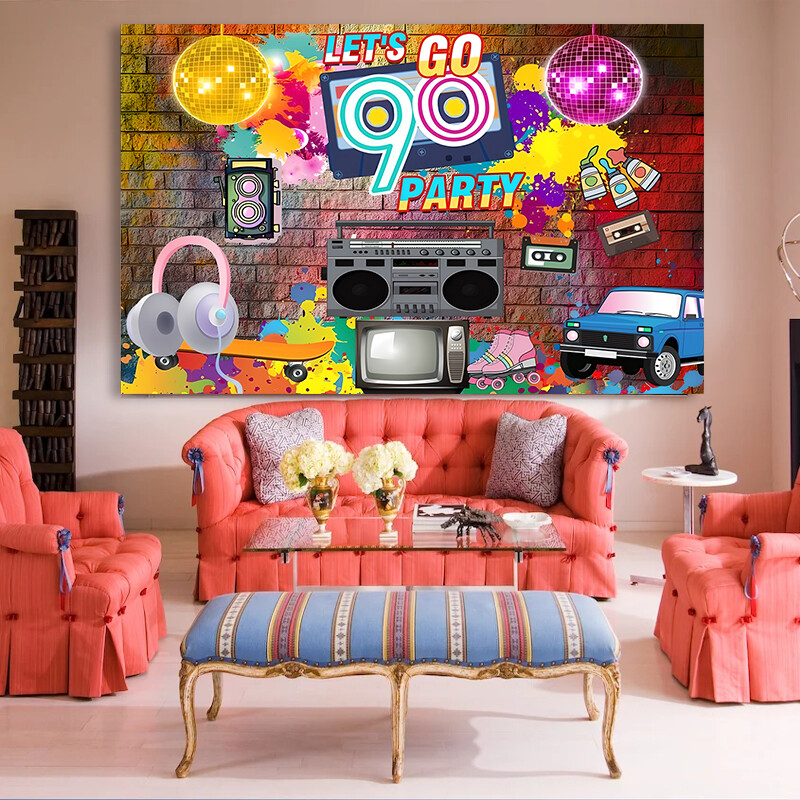 1 τεμάχιο φόντο φωτογραφία με θέμα τη δεκαετία του '70 '80 προμήθειες διακόσμηση πάρτι με ντίσκο με λάμψη νέον πανό φόντου