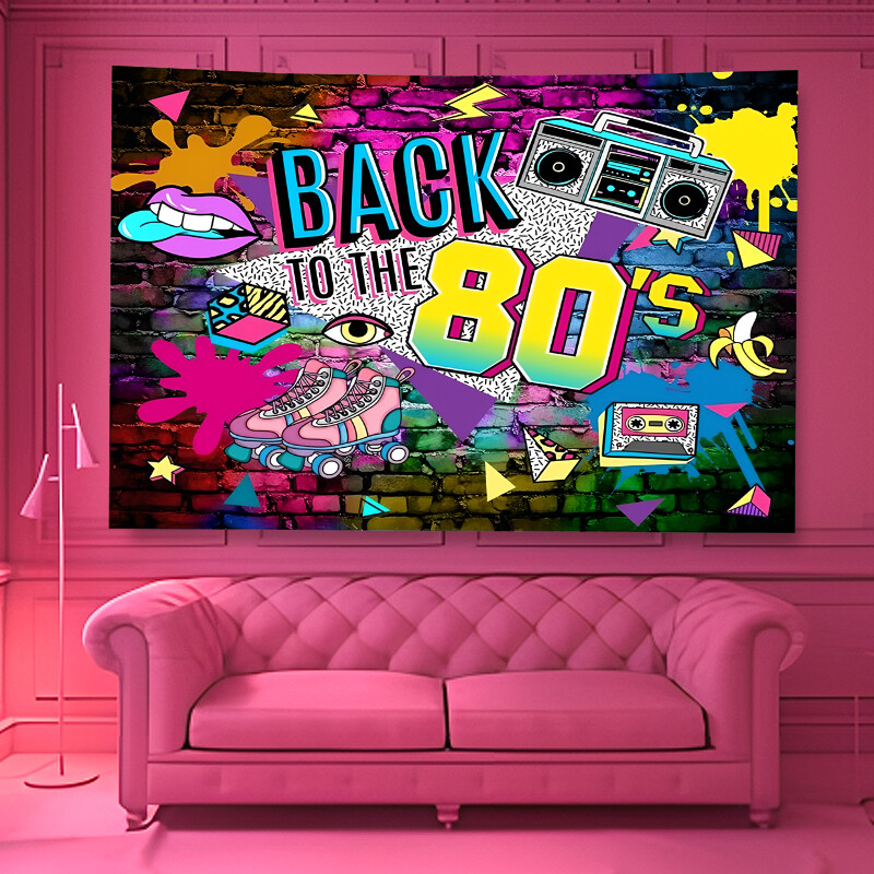 1 τεμάχιο φόντο φωτογραφία με θέμα τη δεκαετία του '70 '80 προμήθειες διακόσμηση πάρτι με ντίσκο με λάμψη νέον πανό φόντου