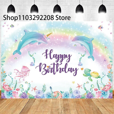 Vasaras okeāna tēma multfilma Zivju bērnu dzimšanas dienas ballīte Jauka zemūdens delfīnu valis fona pasākuma noformējums Bērnu dušas rekvizīts 