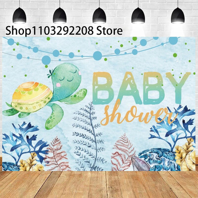 Vasaras okeāna tēma multfilma Zivju bērnu dzimšanas dienas ballīte Jauka zemūdens delfīnu valis fona pasākuma noformējums Bērnu dušas rekvizīts 