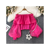 Slash nyakú elegáns női blúz, hosszú lámpás ujjú sifon édes vékony ingek őszi sokoldalú női felsők Dropshipping