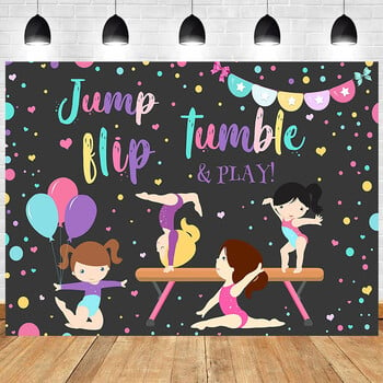 Let\'s Flip Athlete Gymnast Gymnastic Theme Jump Tumble Play Gymnast Rhythmic Gymnastic Girl Birthday Party Baby shower