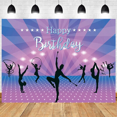 Fordítsuk meg a sportoló tornász gimnasztikai témát, ugrás, tornász, ritmikus gimnasztika, lány születésnapi parti Baba zuhany háttere