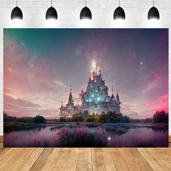 Θέμα Rainbow Castle Birthday Party Baby Shower Photography Vinyl background Παιδική διακόσμηση Δωματίου