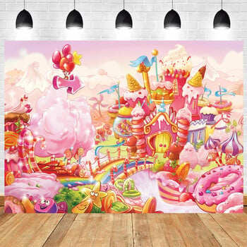 Θέμα Rainbow Castle Birthday Party Baby Shower Photography Vinyl background Παιδική διακόσμηση Δωματίου