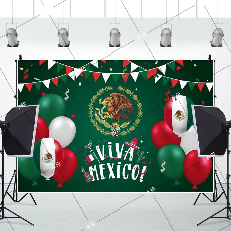 Meksikas neatkarības diena Viva Mexico Dia De La Independencia Meksikas Fiesta ballīšu fotografēšana Fona foto stenda piederumi