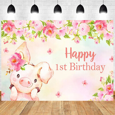 Rózsaszín malac téma Kismalac Gyerek Születésnapi Party Babazuhany fotózás Vinyl háttér Gyermekszoba Dekorációs kellékek