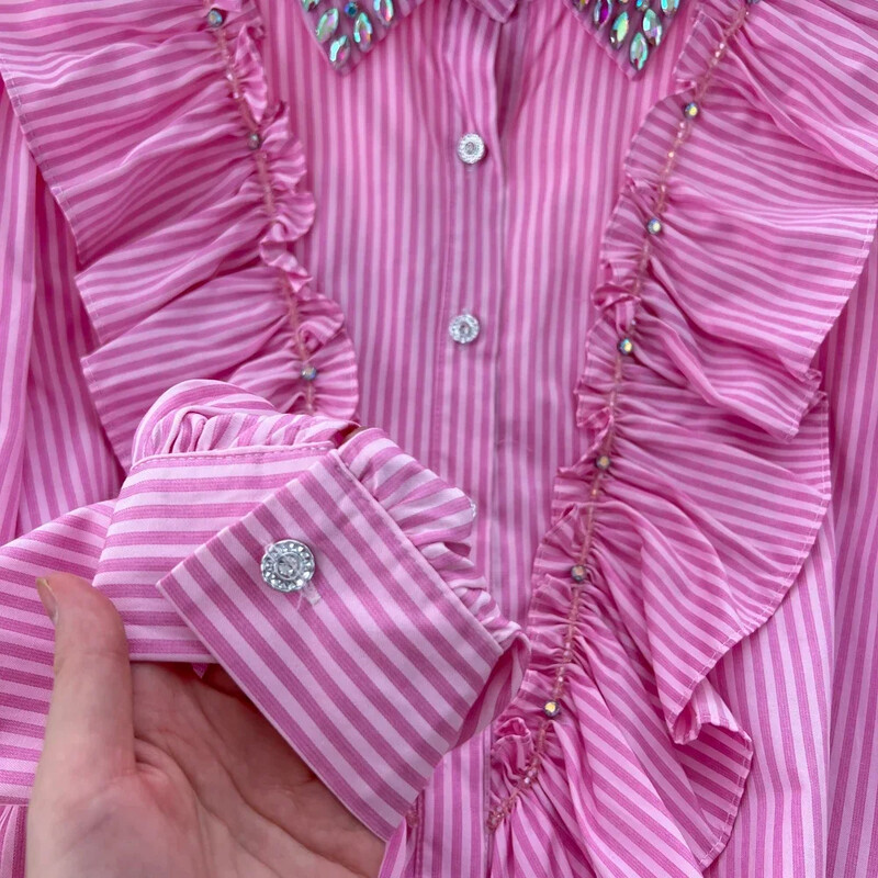 Vintage svītrainām piedurknēm ēdama koka sēnīte, sēnīte, sēnīte, eleganta, eleganta sieviešu ielu apģērbi korejiešu High Street rudens blūze