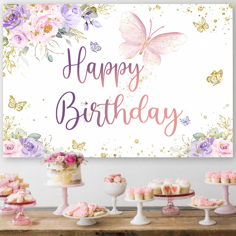 Γοργόνα ουρά σκηνικό Photocall Γοργόνα πάρτι Banner φόντο Πεταλούδα Χρόνια πολλά Pary Decor Kids Boy Girl Baby Shower