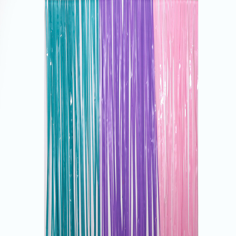 Meiteņu mazās nāriņas tēmas dzimšanas dienas ballītes fona noformējums Pušķis Rozā zils Purpurs Bārkstis Aizkars Kāzu mirdzošs aizkaru dekors