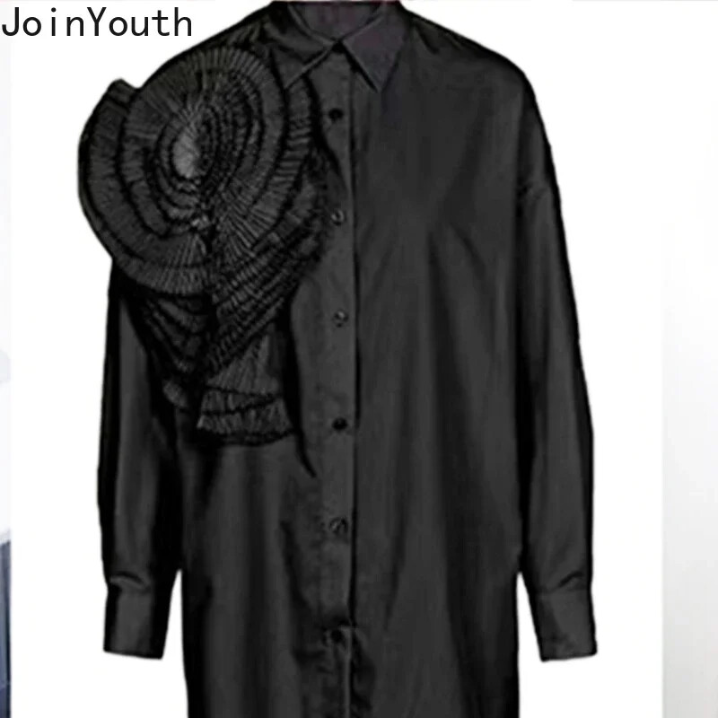 2024. gada Camisas De Mujer blūze sievietēm Eleganti ziedu krekli Lielizmēra topi ar garām piedurknēm Modes kroku baltas ikdienas blūzes