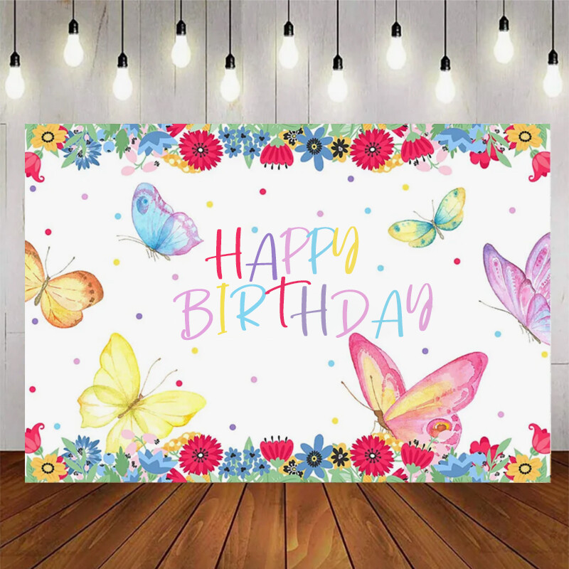 Προμήθειες διακόσμησης δωματίου για κορίτσια με θέμα Dreamy Butterfly για πάρτι γενεθλίων με φόντο βινυλίου Baby shower Pink Flowers