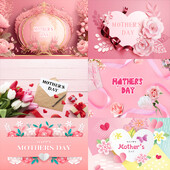 Θέμα Happy Mother's Day Birthday Party Photography Backdrop Love Decoration Λουλούδι βινυλίου φόντου ντεκόρ για ντους για μωρά