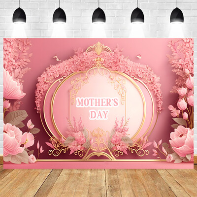 Θέμα Happy Mother's Day Birthday Party Photography Backdrop Love Decoration Λουλούδι βινυλίου φόντου ντεκόρ για ντους για μωρά