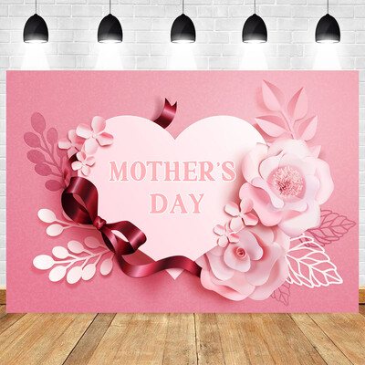 Θέμα Happy Mother's Day Birthday Party Photography Backdrop Love Decoration Λουλούδι βινυλίου φόντου ντεκόρ για ντους για μωρά