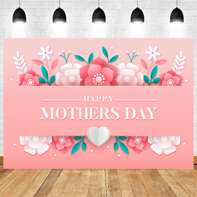 Θέμα Happy Mother's Day Birthday Party Photography Backdrop Love Decoration Λουλούδι βινυλίου φόντου ντεκόρ για ντους για μωρά