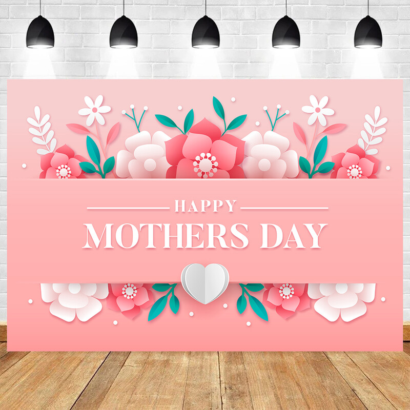 Θέμα Happy Mother's Day Birthday Party Photography Backdrop Love Decoration Λουλούδι βινυλίου φόντου ντεκόρ για ντους για μωρά