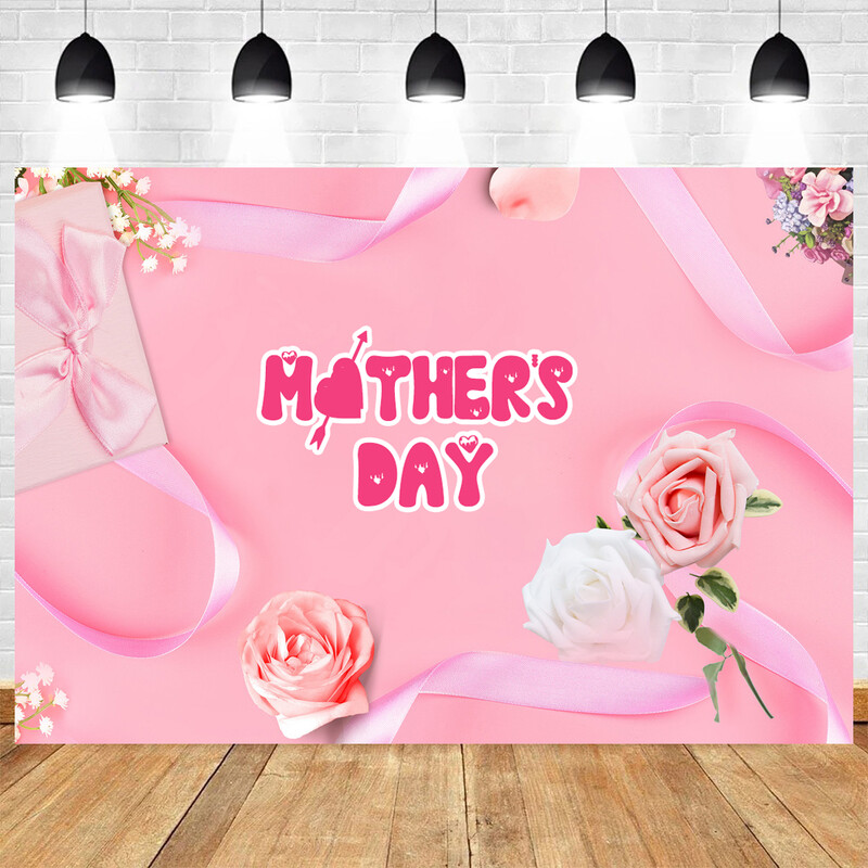 Θέμα Happy Mother's Day Birthday Party Photography Backdrop Love Decoration Λουλούδι βινυλίου φόντου ντεκόρ για ντους για μωρά