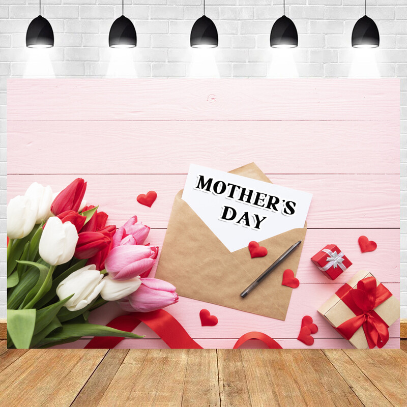 Θέμα Happy Mother's Day Birthday Party Photography Backdrop Love Decoration Λουλούδι βινυλίου φόντου ντεκόρ για ντους για μωρά