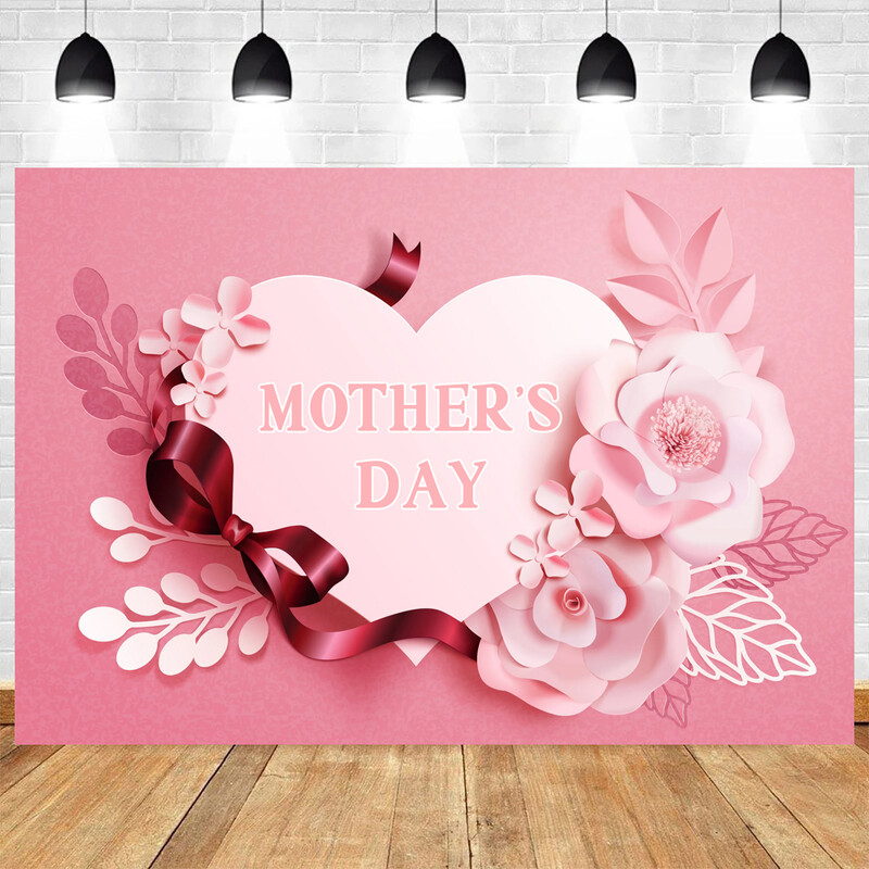 Θέμα Happy Mother's Day Birthday Party Photography Backdrop Love Decoration Λουλούδι βινυλίου φόντου ντεκόρ για ντους για μωρά