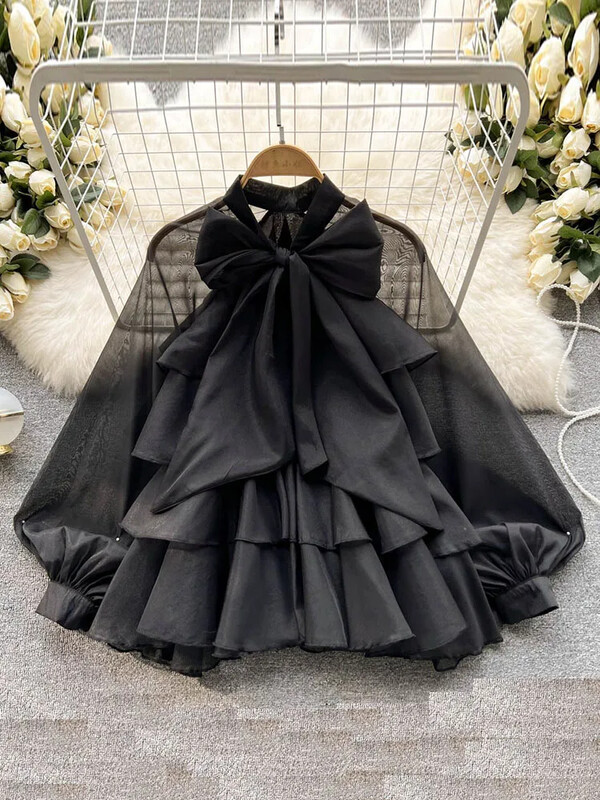 Γαλλική Άνοιξη Καλοκαίρι Νέο Στιλ Βολάν Edge Απαλό Γλυκό Στυλ Μακρυμάνικη Κομψή Μπλούζα Νεράιδα Κορυφαία Γυναικεία Blusas Mujer D998