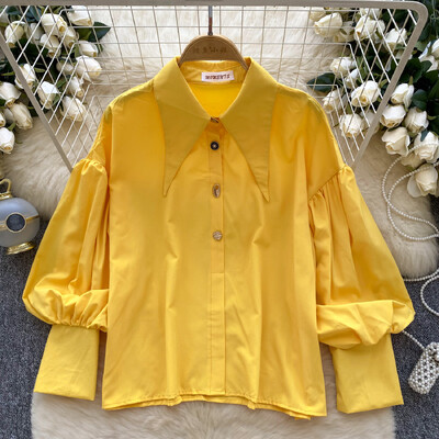 Elegantiška aplenkiama apykaklė Vintažinis ilgomis rankovėmis Pagrindai Viena krūtinė Korėjietiška madinga gatvės apranga High Street rudens žieminė palaidinė