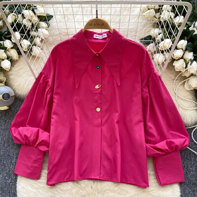 Elegantiška aplenkiama apykaklė Vintažinis ilgomis rankovėmis Pagrindai Viena krūtinė Korėjietiška madinga gatvės apranga High Street rudens žieminė palaidinė