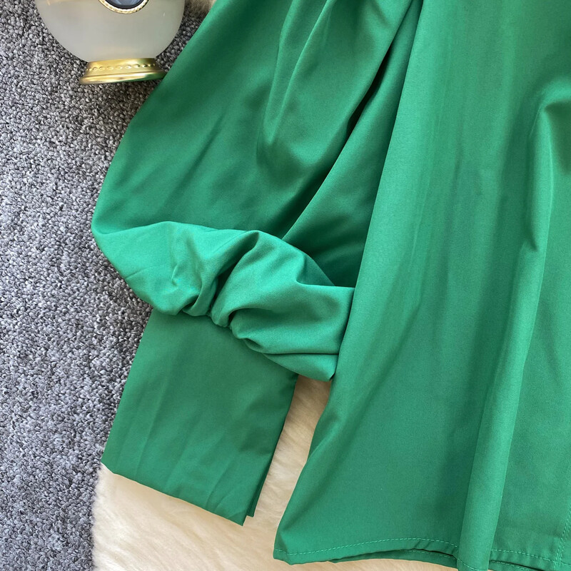 Elegantiška aplenkiama apykaklė Vintažinis ilgomis rankovėmis Pagrindai Viena krūtinė Korėjietiška madinga gatvės apranga High Street rudens žieminė palaidinė