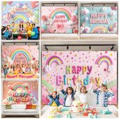 Színes léggömb szivárvány téma Boldog születésnapi parti dekoráció Babazuhany fotózás Háttér kültéri és otthoni ünneplésre