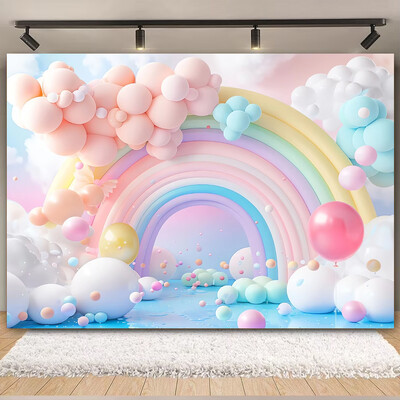 Színes léggömb szivárvány téma Boldog születésnapi parti dekoráció Babazuhany fotózás Háttér kültéri és otthoni ünneplésre