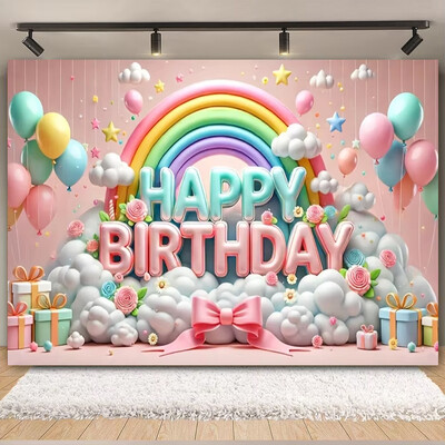 Színes léggömb szivárvány téma Boldog születésnapi parti dekoráció Babazuhany fotózás Háttér kültéri és otthoni ünneplésre