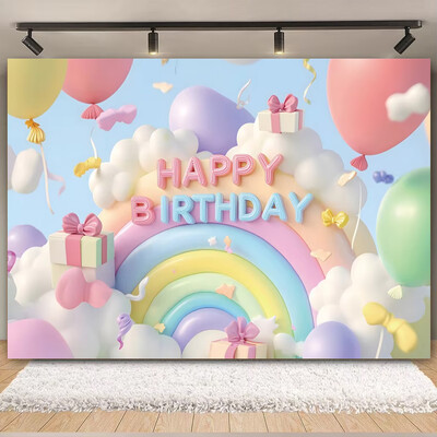 Színes léggömb szivárvány téma Boldog születésnapi parti dekoráció Babazuhany fotózás Háttér kültéri és otthoni ünneplésre