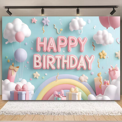 Színes léggömb szivárvány téma Boldog születésnapi parti dekoráció Babazuhany fotózás Háttér kültéri és otthoni ünneplésre