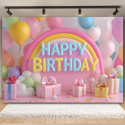 Színes léggömb szivárvány téma Boldog születésnapi parti dekoráció Babazuhany fotózás Háttér kültéri és otthoni ünneplésre