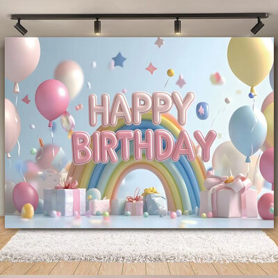 Színes léggömb szivárvány téma Boldog születésnapi parti dekoráció Babazuhany fotózás Háttér kültéri és otthoni ünneplésre