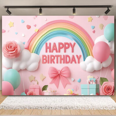 Színes léggömb szivárvány téma Boldog születésnapi parti dekoráció Babazuhany fotózás Háttér kültéri és otthoni ünneplésre