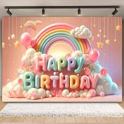 Színes léggömb szivárvány téma Boldog születésnapi parti dekoráció Babazuhany fotózás Háttér kültéri és otthoni ünneplésre